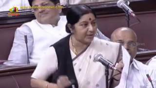 BJP Sushma Swaraj on the Indo  Bangladesh border issue in the Rajya Sabha [upl. by Redlac385]