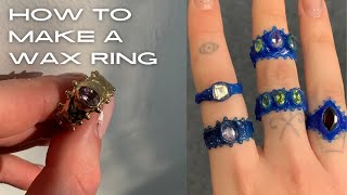 how to carve a wax ring using the build up method  with gemstones [upl. by Ariada]