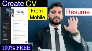 How to create cv in mobile  100free make CV in Mobile  how to create CV in mobile  Farhan Abbas [upl. by Hourigan249]