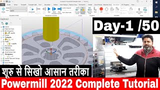 How to Start Powermill 2022 Complete Tutorial for beginners in Hindi  Delcam programming tutorial [upl. by Hakon]