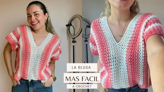 La Blusa MÁS FACIL que vas a tejer crochet paso a paso [upl. by Teerprah]