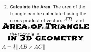 area of triangle in 3D geometry  vectors  3D Geometry maths exam vectors 3dgeometry [upl. by Wilbert]