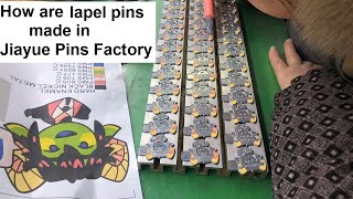 How to make enamel pins Zinc alloy pins production steps in real pins manufacturer Jiayue Pins [upl. by Ressan]