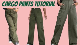 How to sew Cargo pants for beginners  super easy How to cut cargo pants tutorial [upl. by Urbanus]