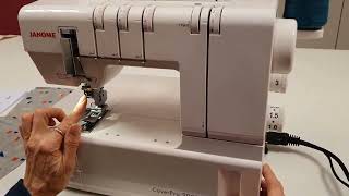 Enfiler la recouvreuse Janome 2000 CPX et réaliser un ourlet 3 fils [upl. by Salba]