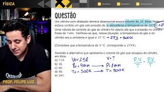 UFPR  Um cilindro com dilatação térmica desprezível possui volume [upl. by Lucho]