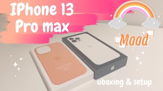 🍏IPHONE13 PRO MAX UNBOXING SETUP  🦋ACCESSORIES  aesthetic iphone13promax amidreaming2054 [upl. by Priestley]