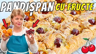 🍰 Pandișpan Pufos cu Caise și Cireșe  Rețetă Simplă Fără Praf de Copt 🥄 [upl. by Risa]