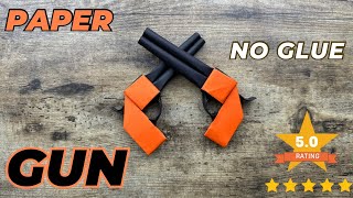 PAPER GUN NO GLUE EASY ORIGAMI WORLD TUTORIAL  HOW TO MAKE PAPER GUN STEP BY STEP  ORIGAMI WEAPON [upl. by Angelica]