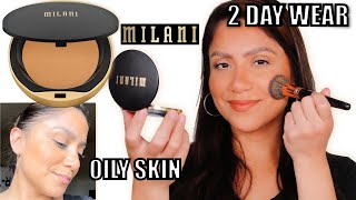 2 DAY WEAR TEST MILANI CONCEAL  PERFECT FOUNDATION POWDER oily skin  MagdalineJanet [upl. by Alikee]