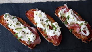 Best Burrata amp Prosciutto Crostini  SAM THE COOKING GUY [upl. by Aicilaanna]