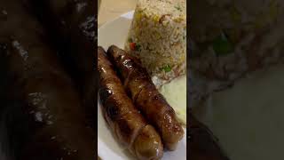 Filo breakfast…Longanisa sausages Fried rice and eggs [upl. by Ahseinar]