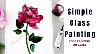 Pebeo Glass Painting Rose  Simple and Easy Painting on Glass  DIY [upl. by Ydnamron]