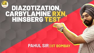 Amines L3  Diazotization Carbylamine Rxn Hinsberg Test  JEE amp NEET 2021 Chemistry  Pahul Sir [upl. by Chlori]