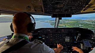 Incredible View Visual Approach into Tromsø Norway  Widerøe Dash 8100 [upl. by Nyad]