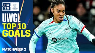 DAZNs Top 10 Goals Of Matchday 2 Of The 20232024 UEFA Womens Champions League Group Stage [upl. by Cybil]