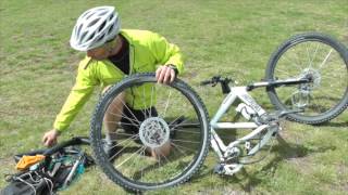 Fixing a puncture on the trail [upl. by Ettesil585]