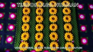 tejido en crochet CAMPO DE FLORES  video 1 hojas con flores como hacer la hoja [upl. by Pauiie380]