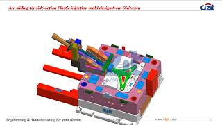 Arc sliding for side action Plastic injection mold design from Cizit com [upl. by Filahk471]