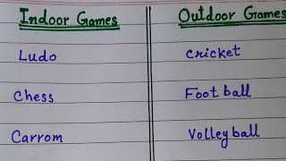 10 Names of Indoor and Outdoor games  Indoor and Outdoor games name in english [upl. by Suinotna]