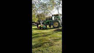 John Deere Peg Pergo jump starts 1968 John Deere 4020 diesel farm tractor [upl. by Codd]