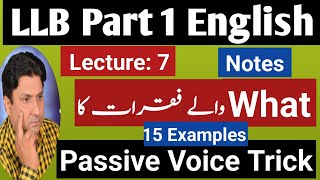 Active Voice amp Passive Voice Lecture 7 LLB Part  Use of quotWhatquot CSS PPSC [upl. by Etz965]