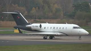 CHALLENGER 650 TCFNH DEPARTING FROM FARNBOROUGHEGLF  RUNWAY 06 TO LTBA 14112024 [upl. by Anilrahc]