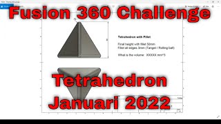 Fusion 360 Challenge  Tetrahedron  Januari 2022 [upl. by Ahsiener525]