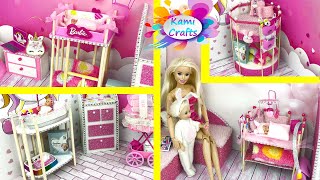 DIY Miniature Dollhouse 4 Baby Doll Cribs for Barbie Nursery room [upl. by Atteynek]