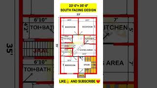 23 x 35 South Facing House plan 23 x 35 home design buildmyhome trending shorts home house [upl. by Stephi]