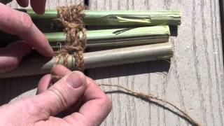 How to Create a Tripod with Bamboo and Dogbane Indian Hemp Cordage [upl. by Ddej]