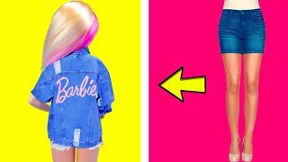 DIY Barbie Jeans Jacket Hacks Crafts  Barbie Clothes Tutorial💗 [upl. by Nauqahs185]