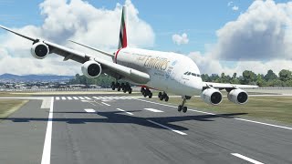 HARD LANDING AIRBUS A380 EMIRATES MSFS2020 [upl. by Drain338]