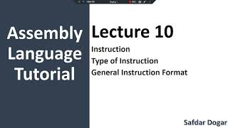 Instructions in Assembly Language  Type of Instructions  General Format Instruction in Assembly [upl. by Panter479]