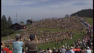 Swiss set world record for largest alphorn ensemble Switzerland 1Sep2024 [upl. by Ainollopa124]