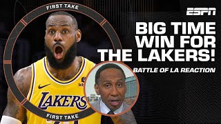 BIG TIME WIN FOR LAKERS  Stephen A reacts to the Battle of LA matchup  First Take [upl. by Fara]