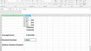 Statistical analysis  Mean SD and RSD in Excel [upl. by Walston]