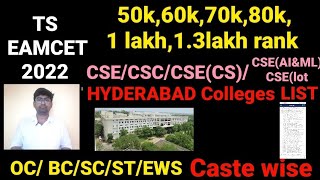 TS EAMCET 2022 cse for 1 lakh rank above students [upl. by Vasili]