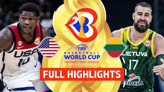 USA 🇺🇸 vs Lithuania 🇱🇹  Full Game Highlights  FIBA Basketball World Cup 2023 [upl. by Franny]