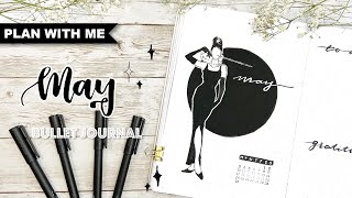 PLAN WITH ME Audrey Hepburn Theme Bullet Journal  Breakfast at Tiffanys  MAY 2021 [upl. by Atsyrc544]