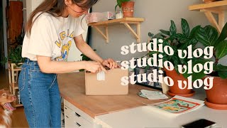 unboxing new stickers and prints gouache painting  berlin walk  studio vlog [upl. by Hayne]