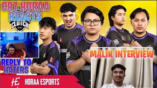 CR7 HORAA REACTS ON HORAA ESPORTS AS PMCC CHAMPIONS 🏆💪 MALIK HORAA INTERVIEW ❤️ REPLY TO HATERS 💜 [upl. by Amye]