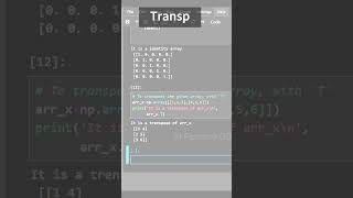 Identity Transpose Range Linspace of array in numpy shorts numpy python education array ai [upl. by Engle526]