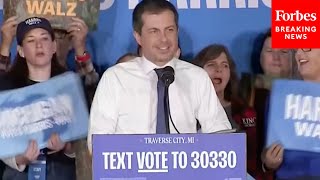 Proud Michigander Pete Buttigieg Campaigns For HarrisWalz Ticket In Traverse City MI [upl. by Nivad]