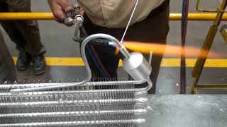 Aluminium condenser brazing with Mathures Alusol 4 rod [upl. by Yelyak]