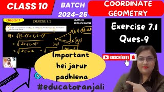 Class 10 Maths  Chapter 7  Exercise 71 Ques9  Coordinate geometry  NCERT  by Anjali Maam [upl. by Gerge958]