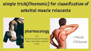 Classification of Skeletal Muscle Relaxants TrickMnemonic IPharmacologyIBpharmaDpharmaGpatMCI [upl. by Nida353]