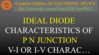 Lec32 Ideal Diode Working and V I Characteristics  EDC  R K Classes  Hindi [upl. by Cullie]