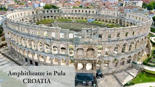 Amphitheatre in Pula Croatia  drone view 4K [upl. by Karmen]