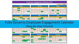 How to Make Fully Dynamic Employee Engagement Calendar for 2020 in Excel [upl. by Renault]